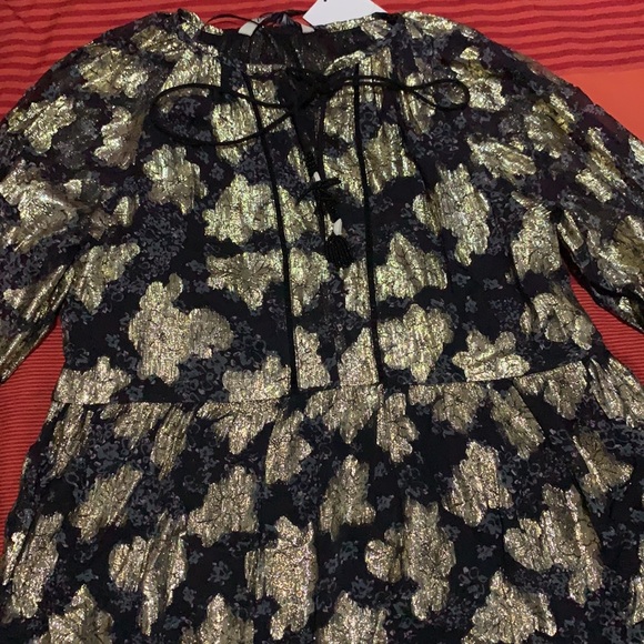 Zara Black ruffle mini dress with metallic thread - Picture 8 of 11